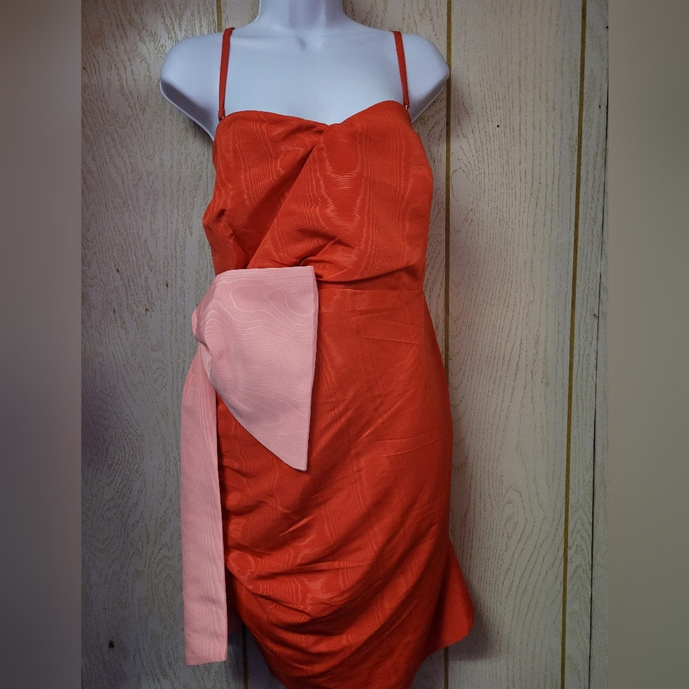 Sleeveless Red Mini Dress with Pink Sash